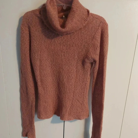Free People Mohair cowl neck Pink/ Multicolored lightweight sweater M - Picture 1 of 5